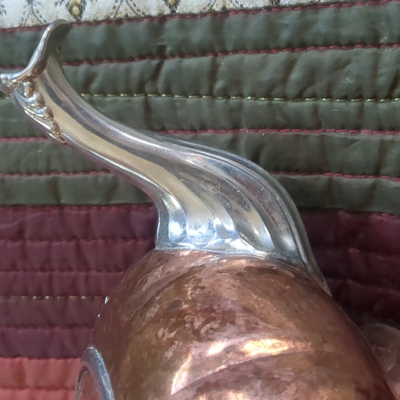 CANACRAFT* vintage copper and pewter wrapped handle tea pot w/ hinged lid - Picture 4 of 15